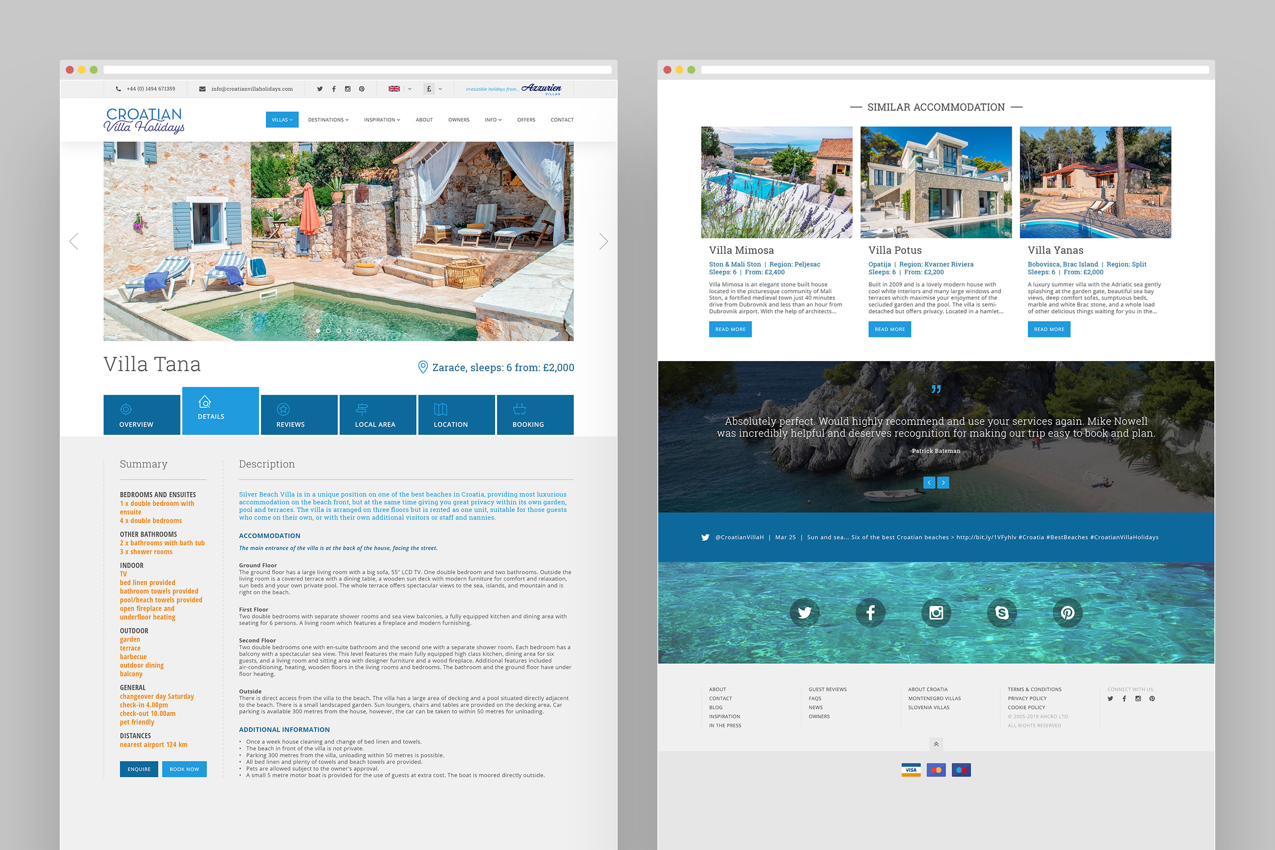 Croatia Villa Holidays website mock